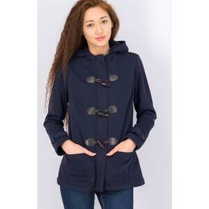 Market & Spruce Navy Toggle Fleece Jacket Faux Fur Lined Hood Small